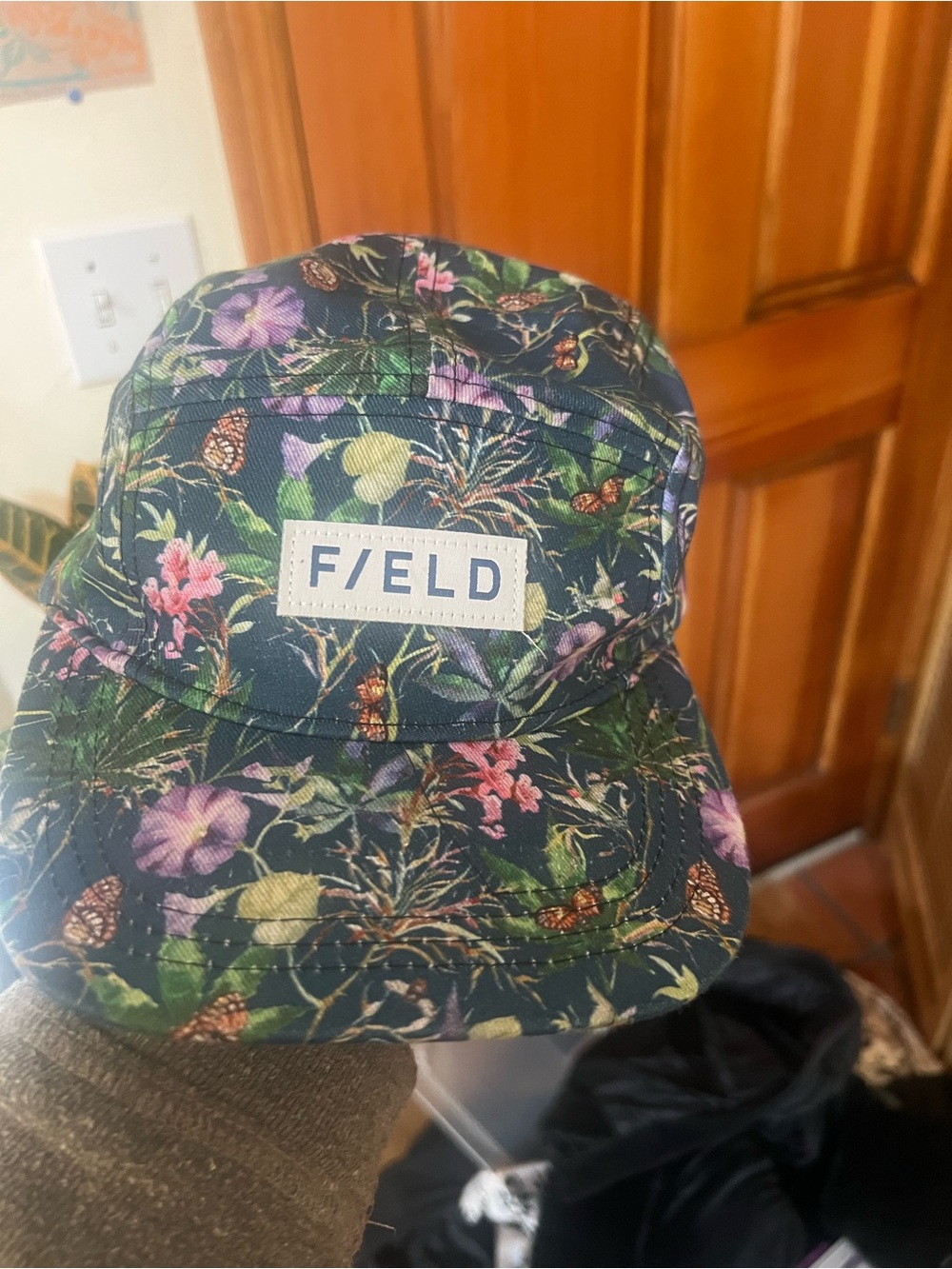 F/ELD Floral Five-Panel Cap in Navy with Multicolor Floral Print